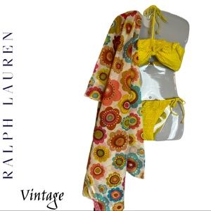 Vint Ralph Lauren Lacy Tie Bikini w/ NWT Wrap 🌝